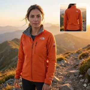 The North Face Summit Series Jacket Womens Large Orange Windstopper Softshell